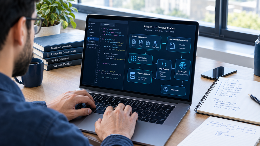 Local AI agent using RAG and vector database for private data