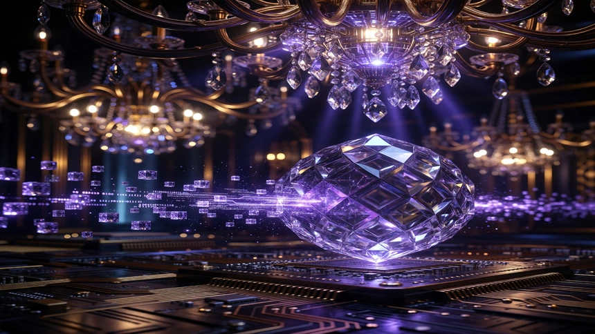 Glowing lattice pattern shielding encrypted data, a proven defense as technology computers in the future grow